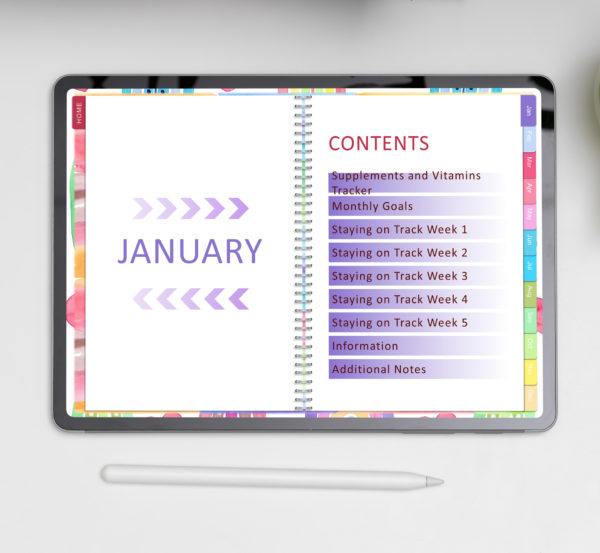 Rainbow Boho Un-Dated Reusable Digital Yearly Exercise Journal